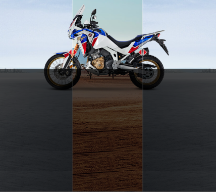 Imagem com fundo de cidade, com seu claro, moto Honda Africa Twin a frente e texto "O jeito de financiar evoluiu: conheça o plano Evolution Honda para motocicletas acima de 750 cc"
